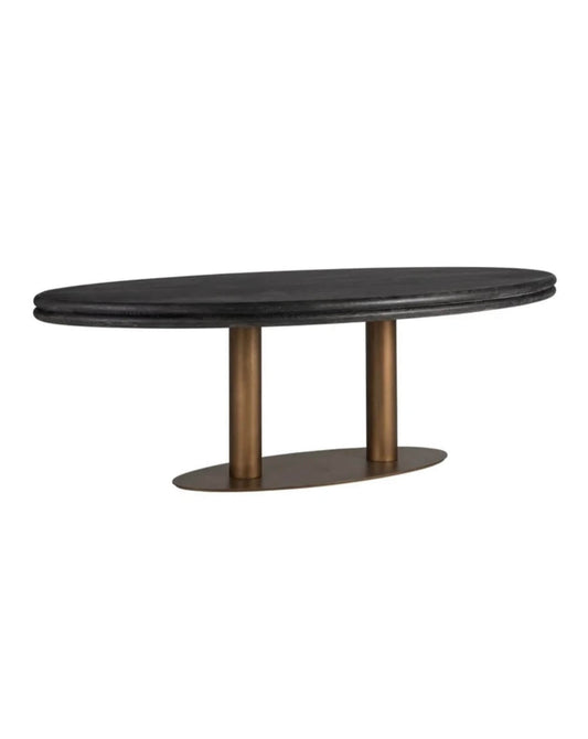 Black Rustic Oval Dining Table