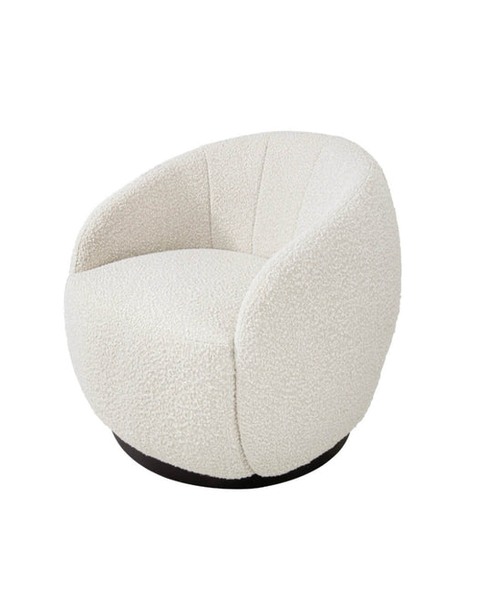 Boucle Natural Finish Swivel Chair