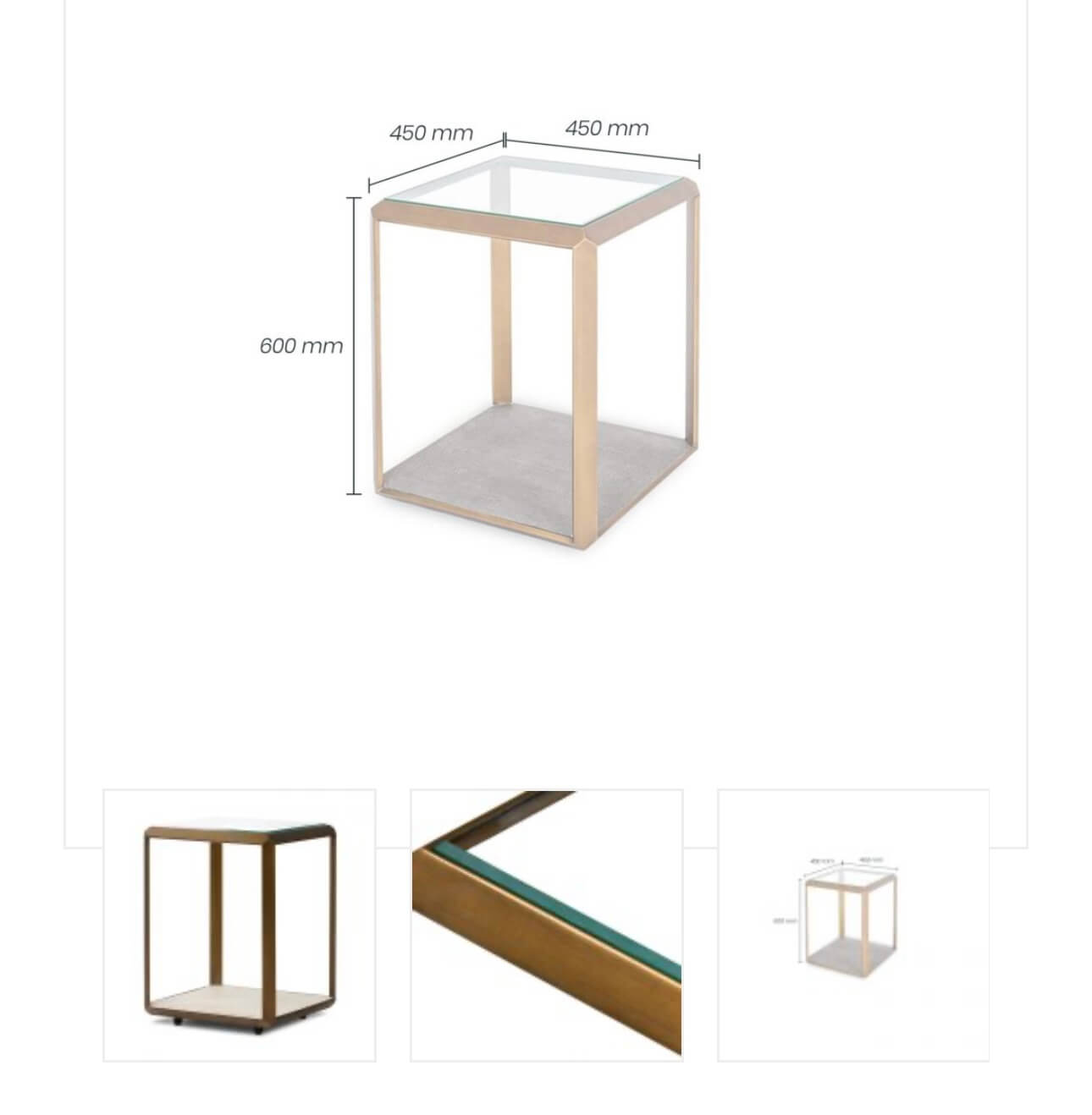 Ivory Brass Shagreen Side Table