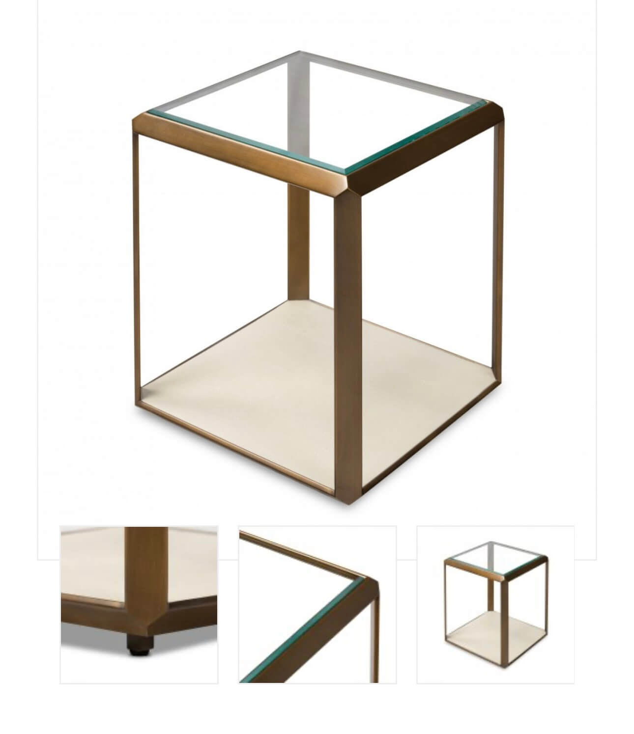 Ivory Brass Shagreen Side Table