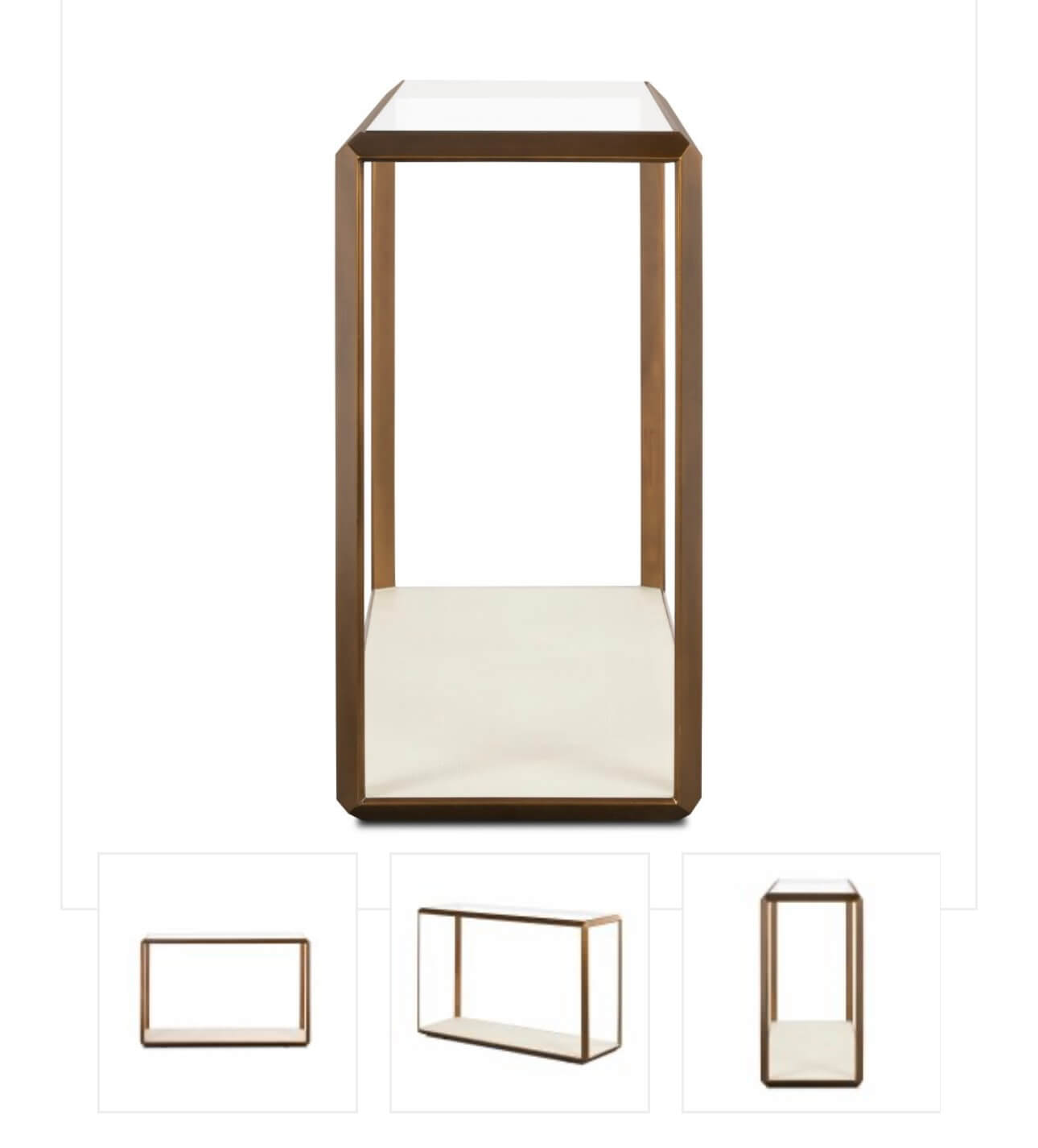 Ivory Brass Shagreen Console Table