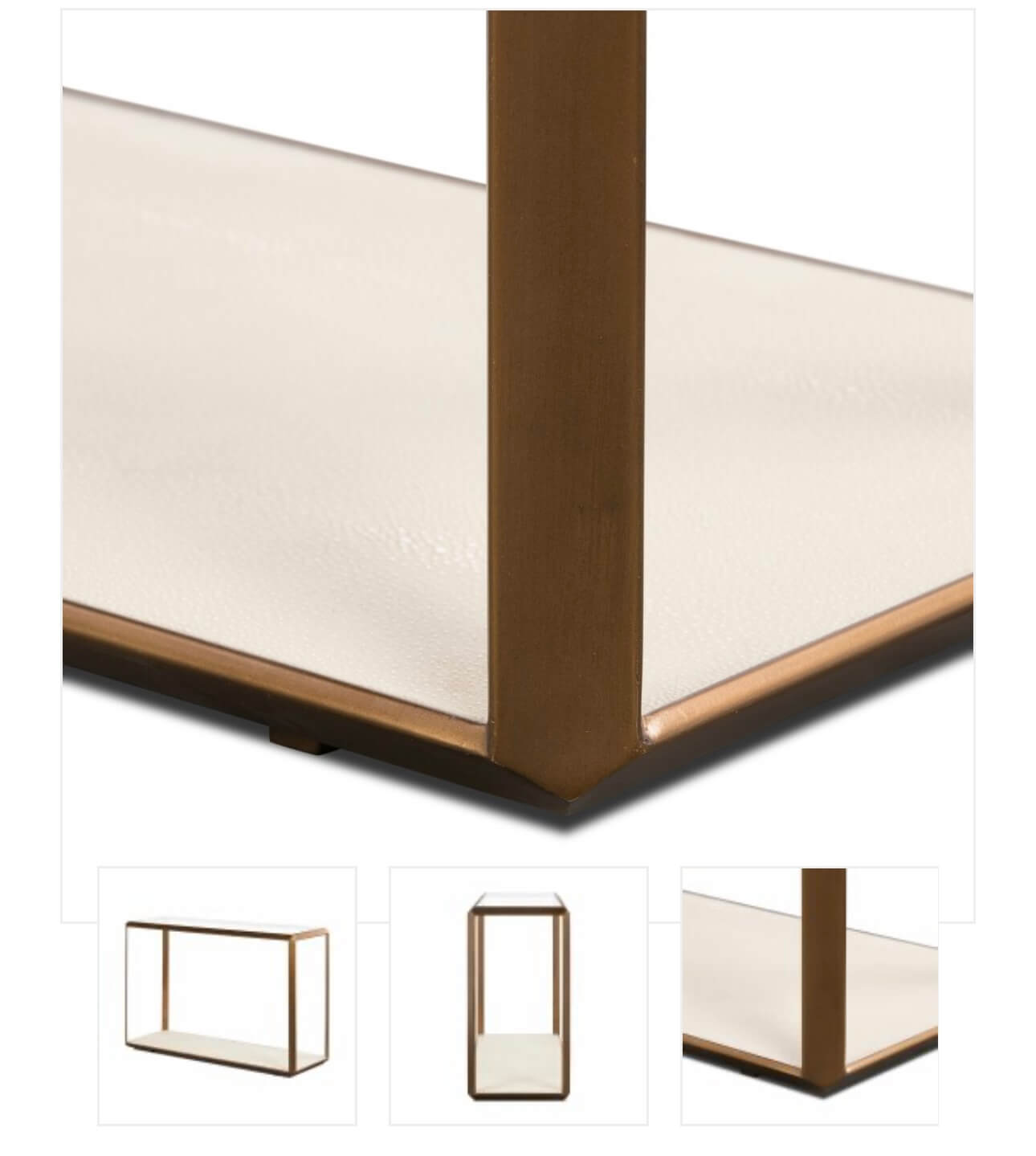 Ivory Brass Shagreen Console Table