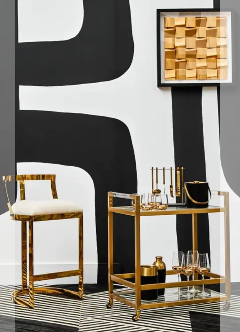Ivory Gold Finish Barstool