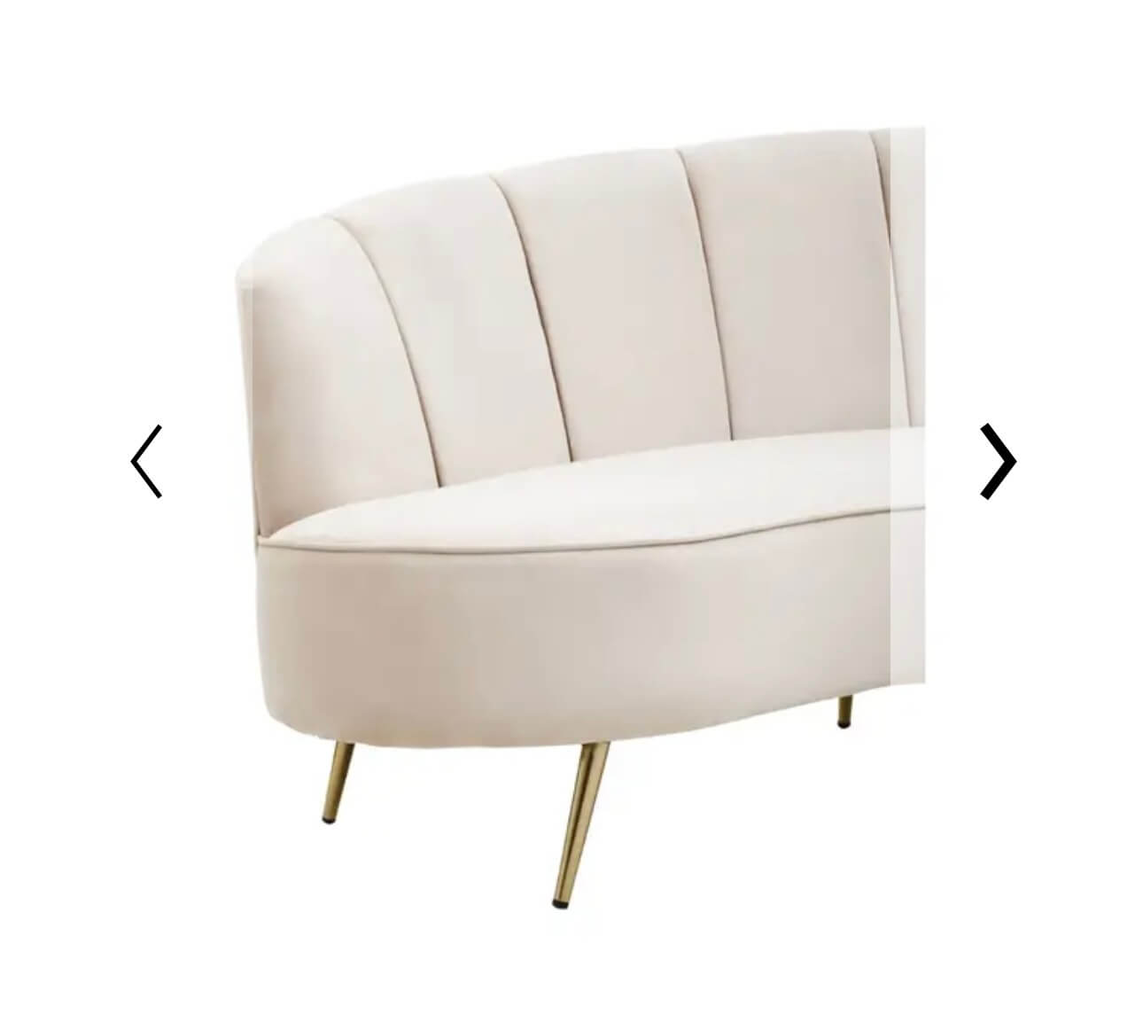 Curved Beige Velvet Sofa