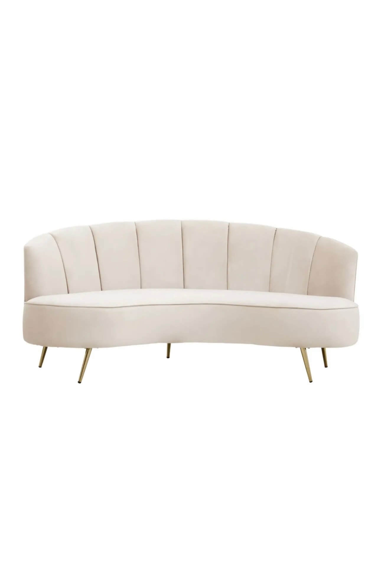 Curved Beige Velvet Sofa