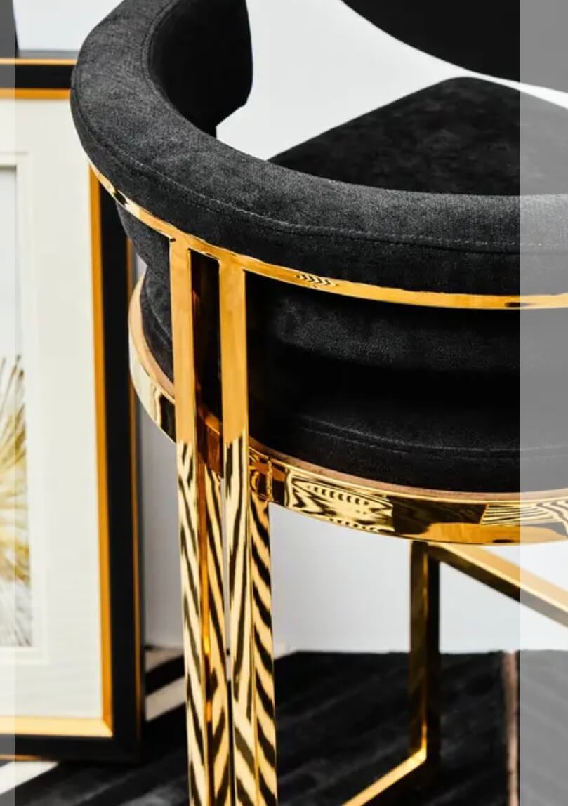 Black Velvet Gold Barstool