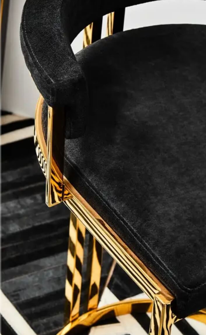 Black Velvet Gold Barstool
