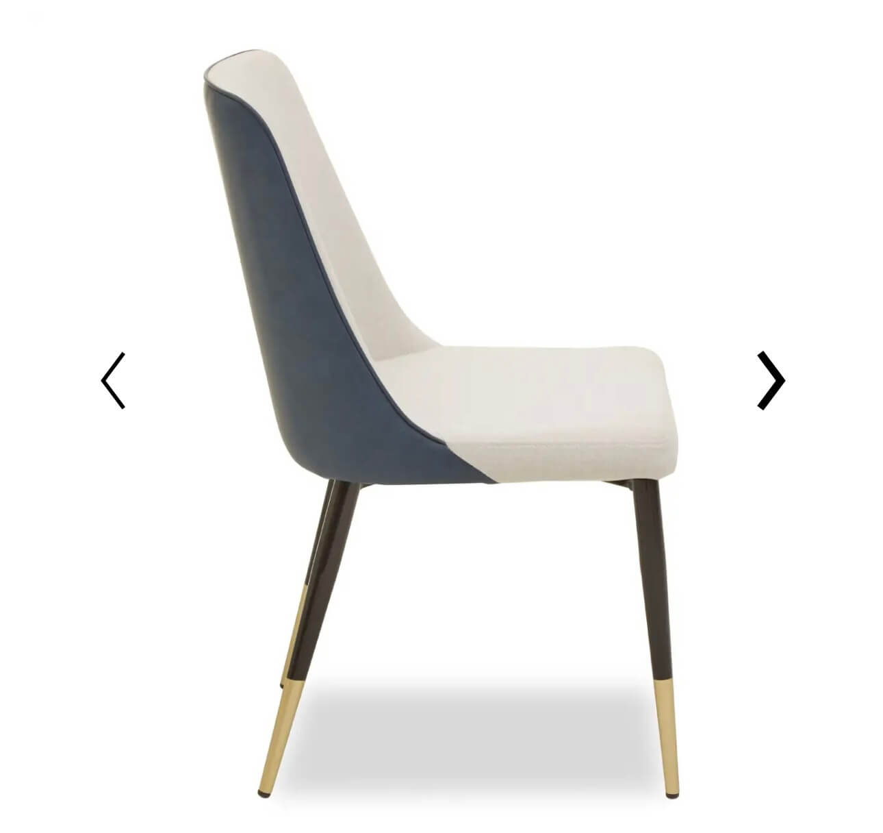 White Fabric Blue Leather Back Dining Chair