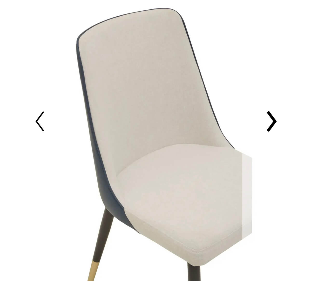White Fabric Blue Leather Back Dining Chair