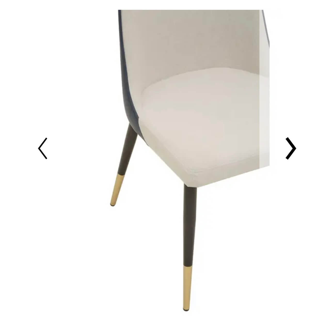 White Fabric Blue Leather Back Dining Chair