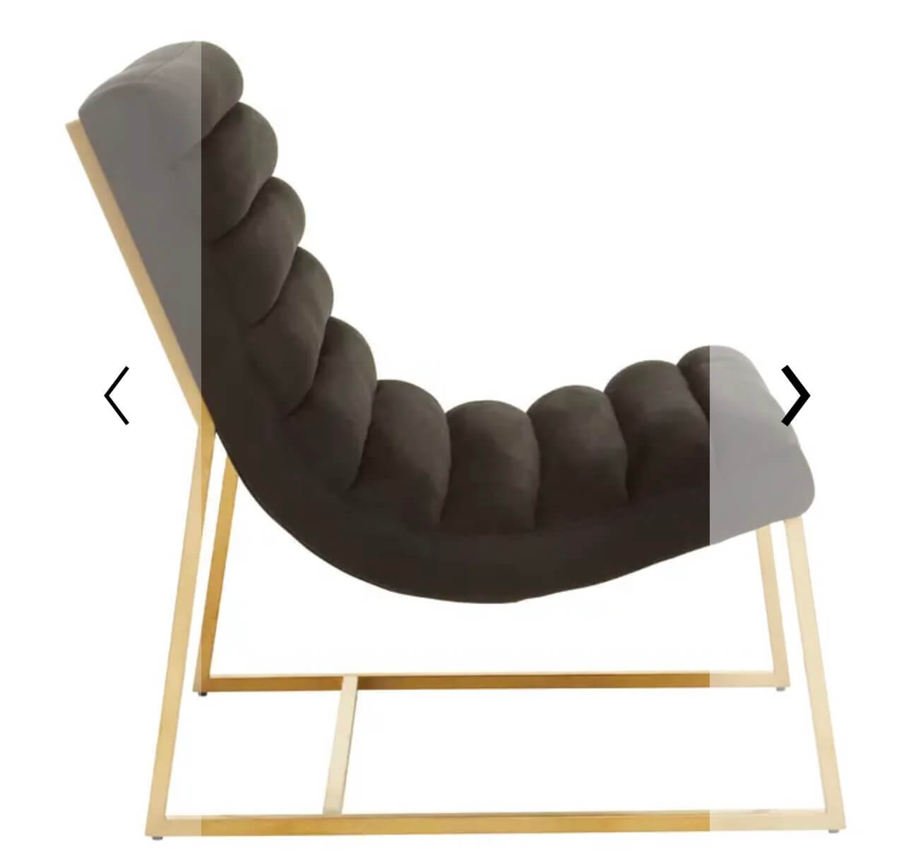 Matte Gold Black Velvet Occasional Chair