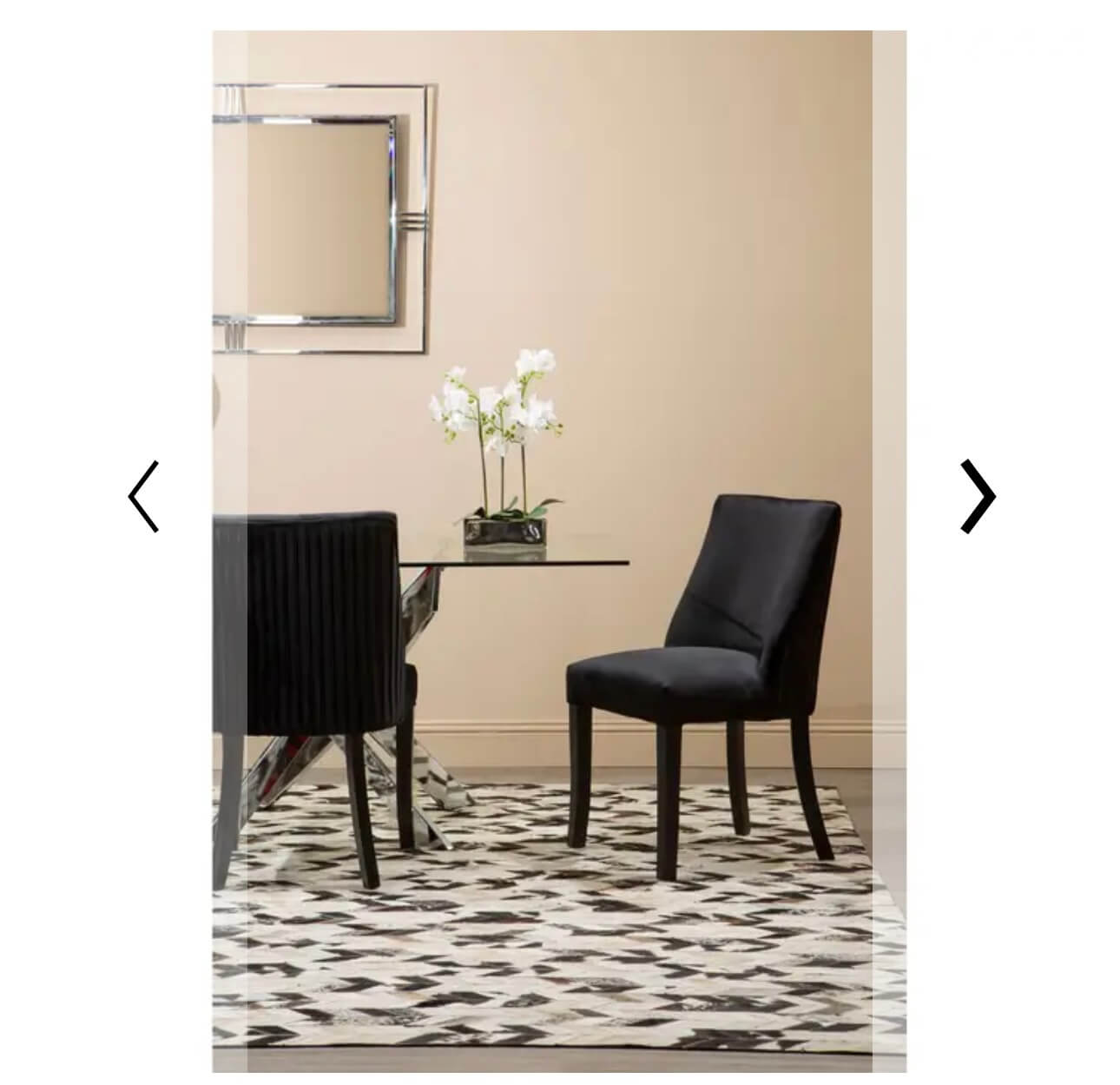 Black Velvet Pleated Back Dining Chair