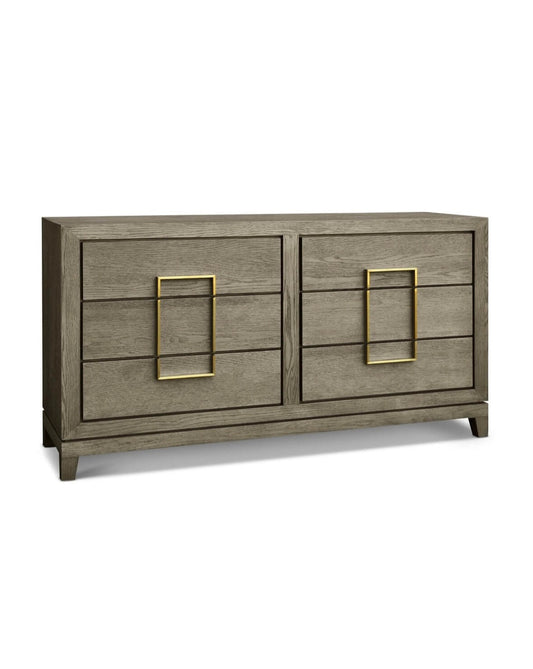 Textured Taupe Oak Veneered Chest Of Drawers