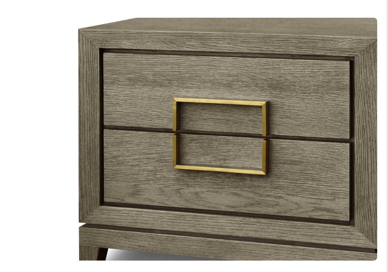 Textured Taupe Oak Veneered Bedside Table