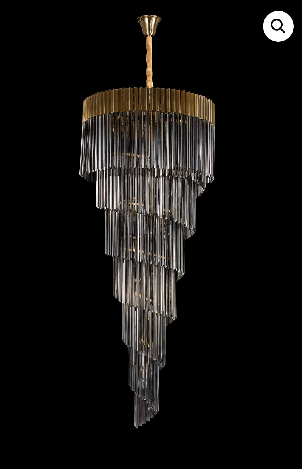 Chelsea Sculpted Glass Smoke Stairwell Chandelier