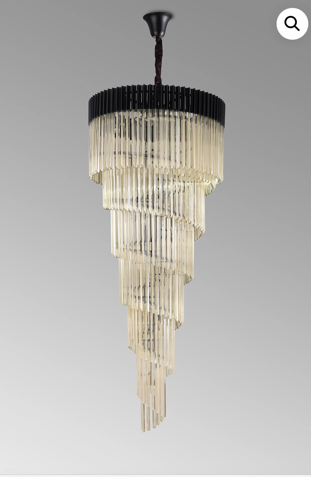 Chelsea Sculpted Glass Black Stairwell Chandelier