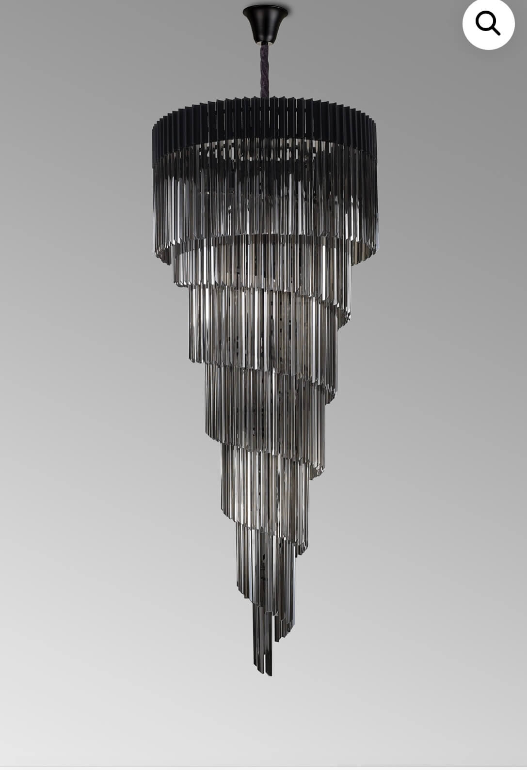 Chelsea Sculpted Glass Black Smoke Stairwell Chandelier