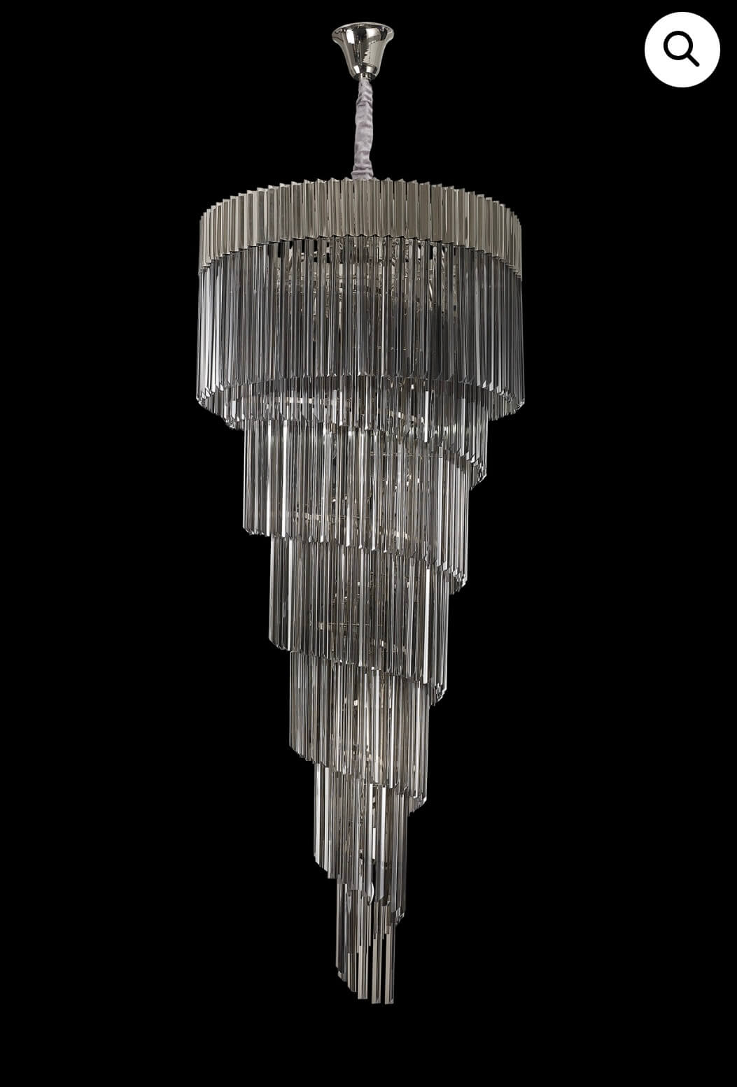 Chelsea Sculpted Glass Nickel Smoke Stairwell Chandelier