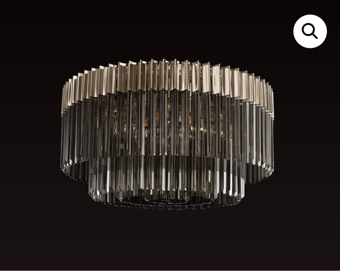 Chelsea Sculpted Glass Nickel Smoke Chandelier
