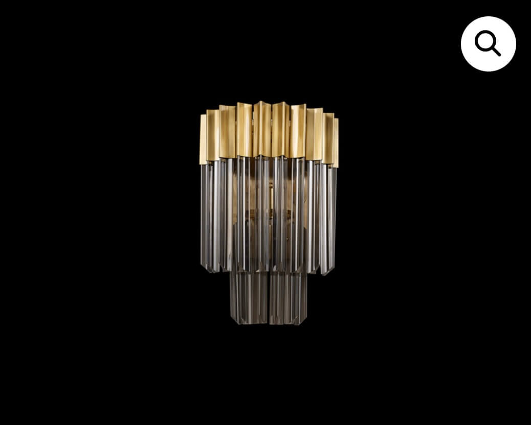 Chelsea Sculpted Glass Brass Smoke Wall Light