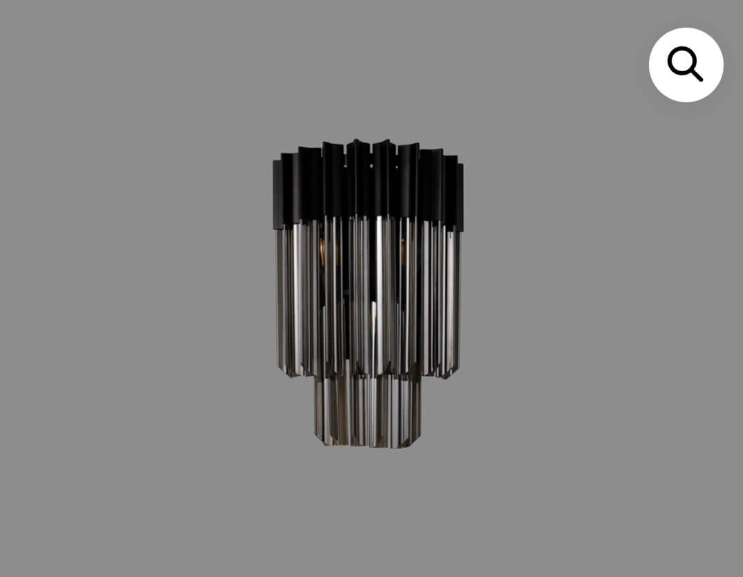 Chelsea Sculpted Glass Black Smoke Wall Light