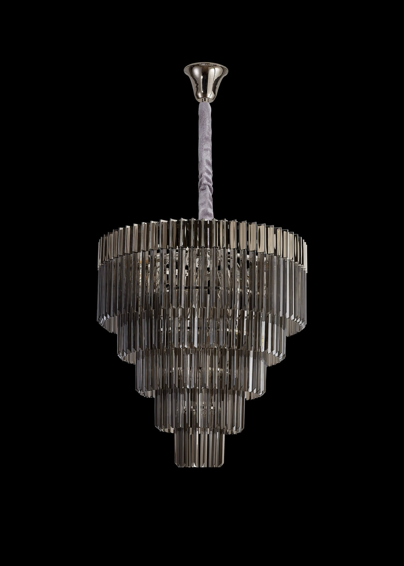 Chelsea Sculpted Glass Nickel Smoke Drop Chandelier