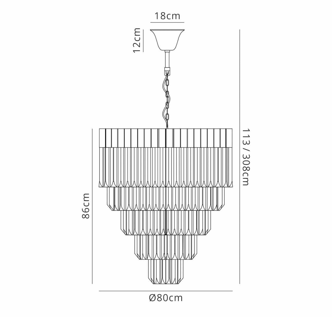 Chelsea Sculpted Glass Nickel Smoke Drop Chandelier
