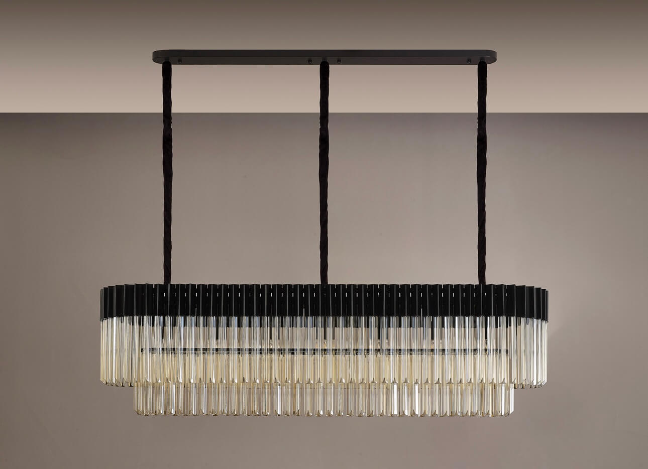 Chelsea Sculpted Glass Black Long Chandelier