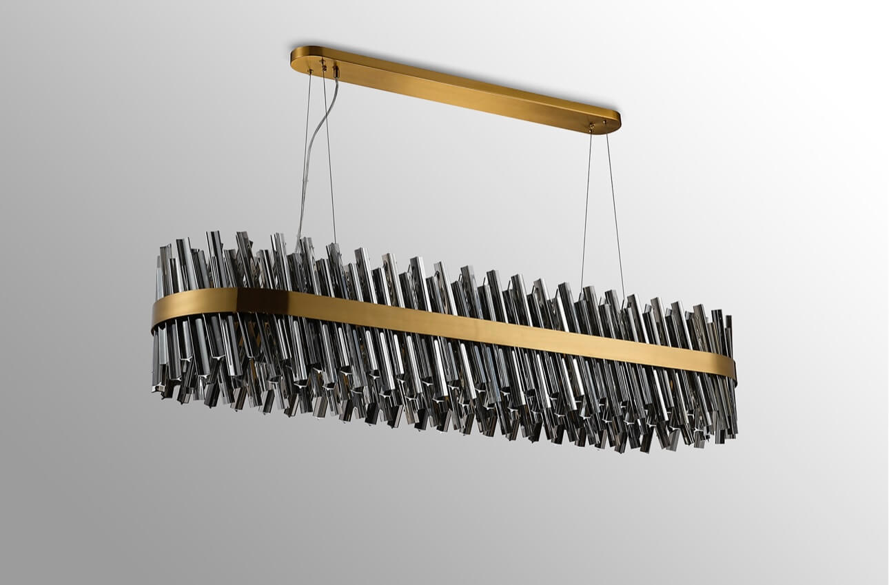 Bond Street Brass Smoke Rectangular Chandelier