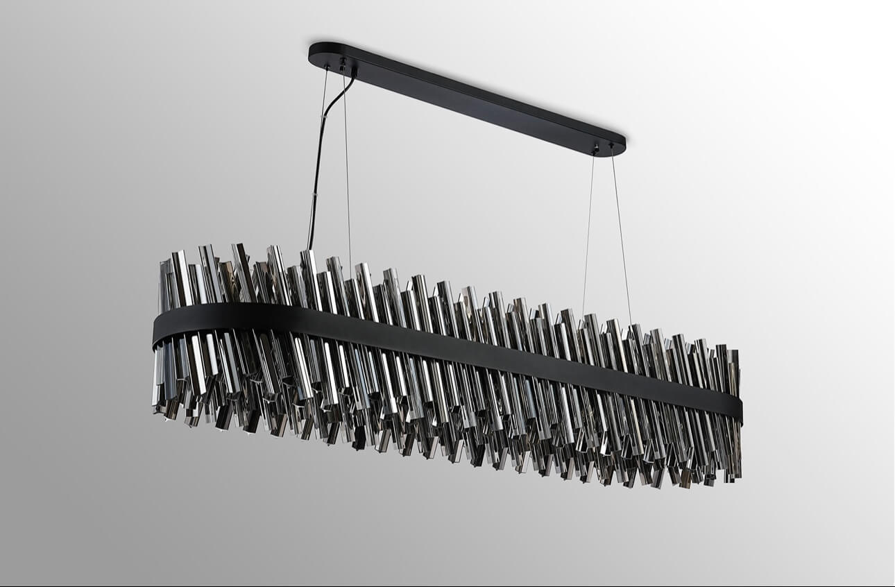 Bond Street Black Smoke Rectangular Chandelier