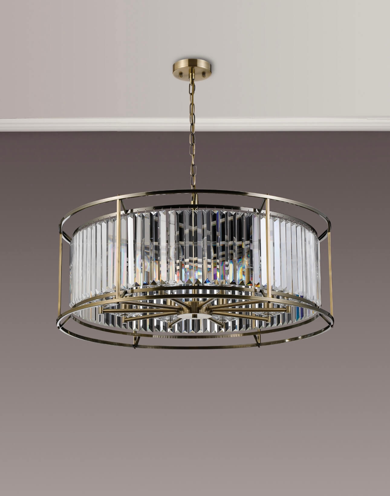 Pentagon Antique Brass Chandelier