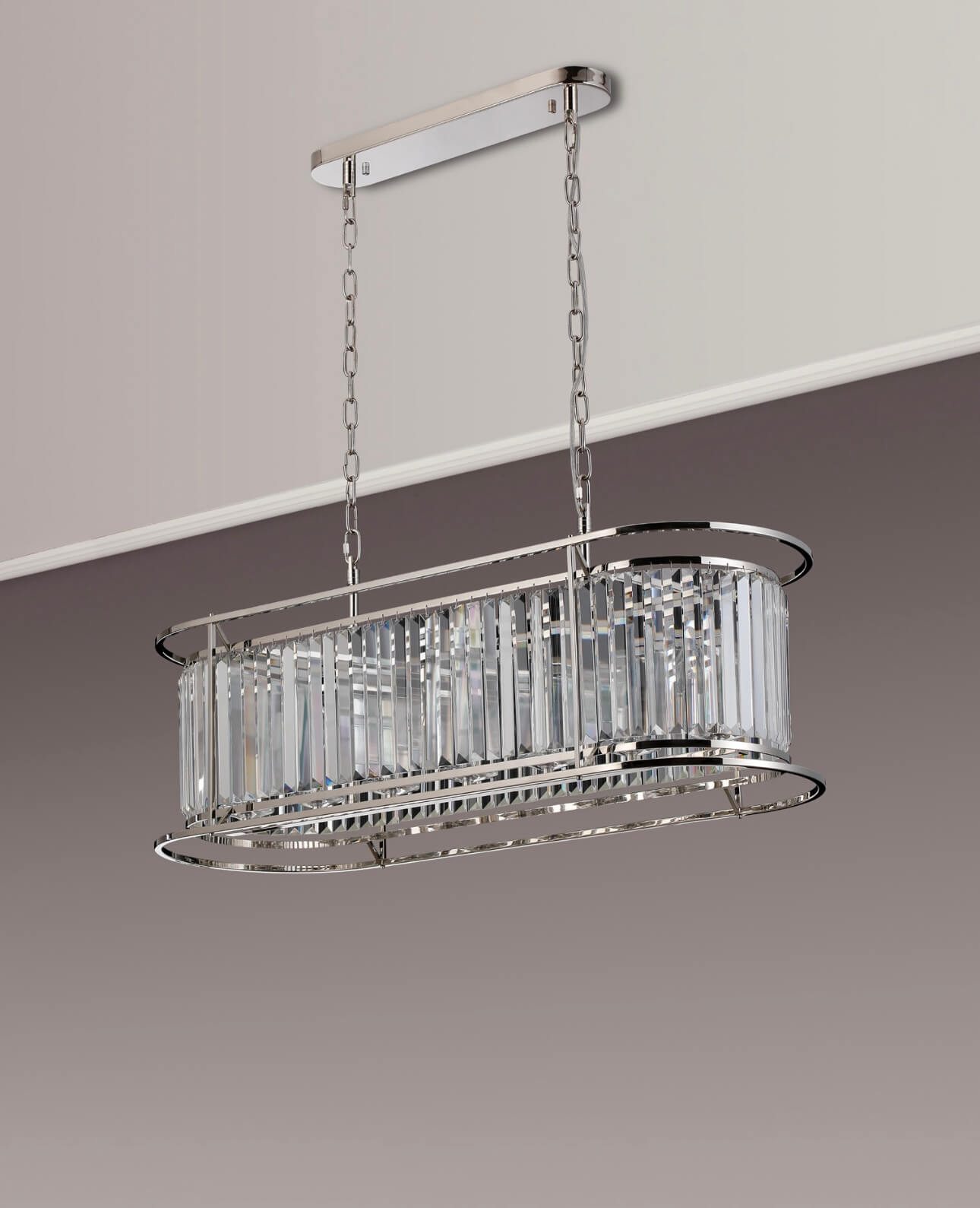 Pentagon Polished Nickel Oval Chandelier