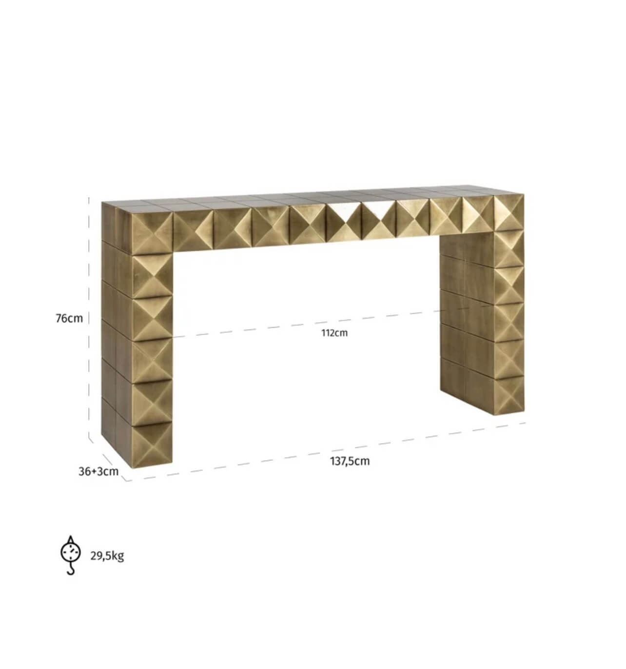 Luxe Brushed Gold Console Table