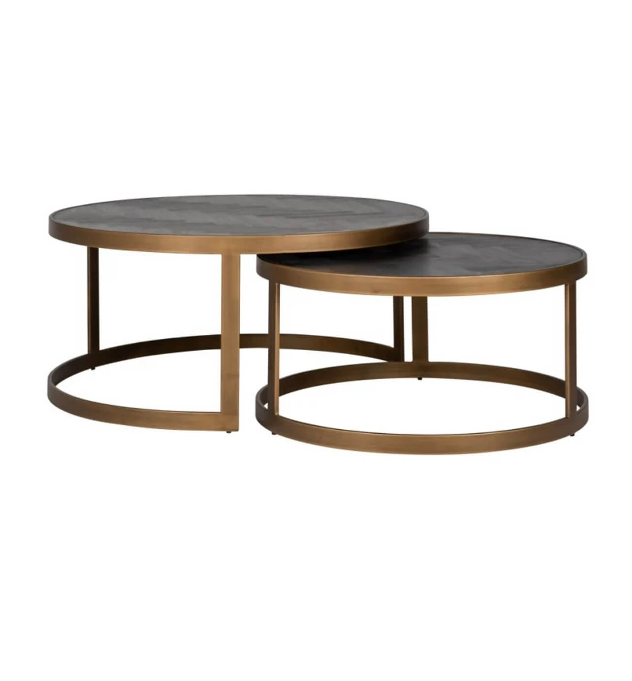 Herringbone Brass Coffee Table Set 2
