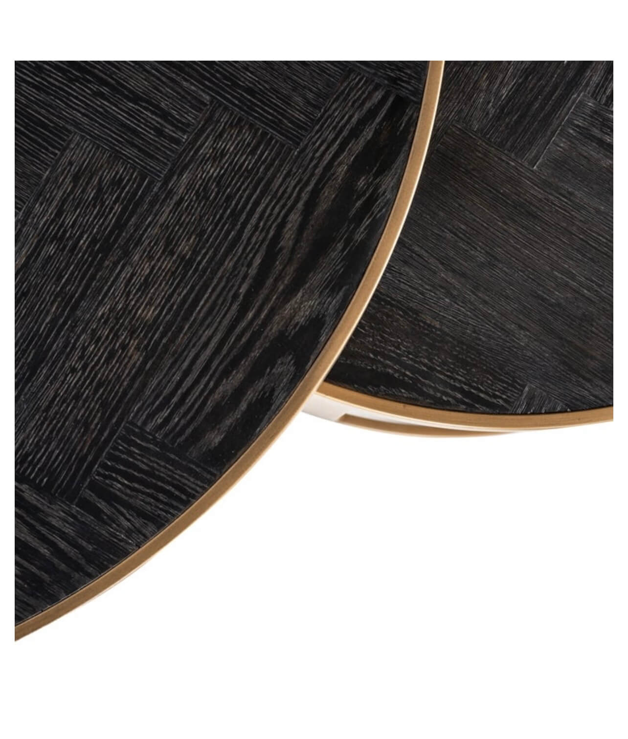 Black Herringbone Brass Coffee Table Set Of 2