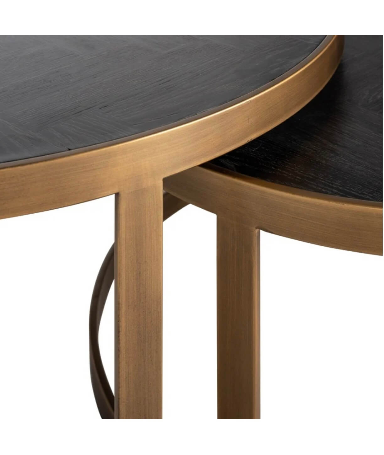 Black Herringbone Brass Coffee Table Set Of 2