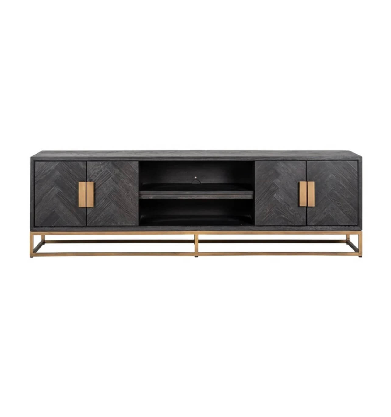 Black Herringbone Brass Media Unit