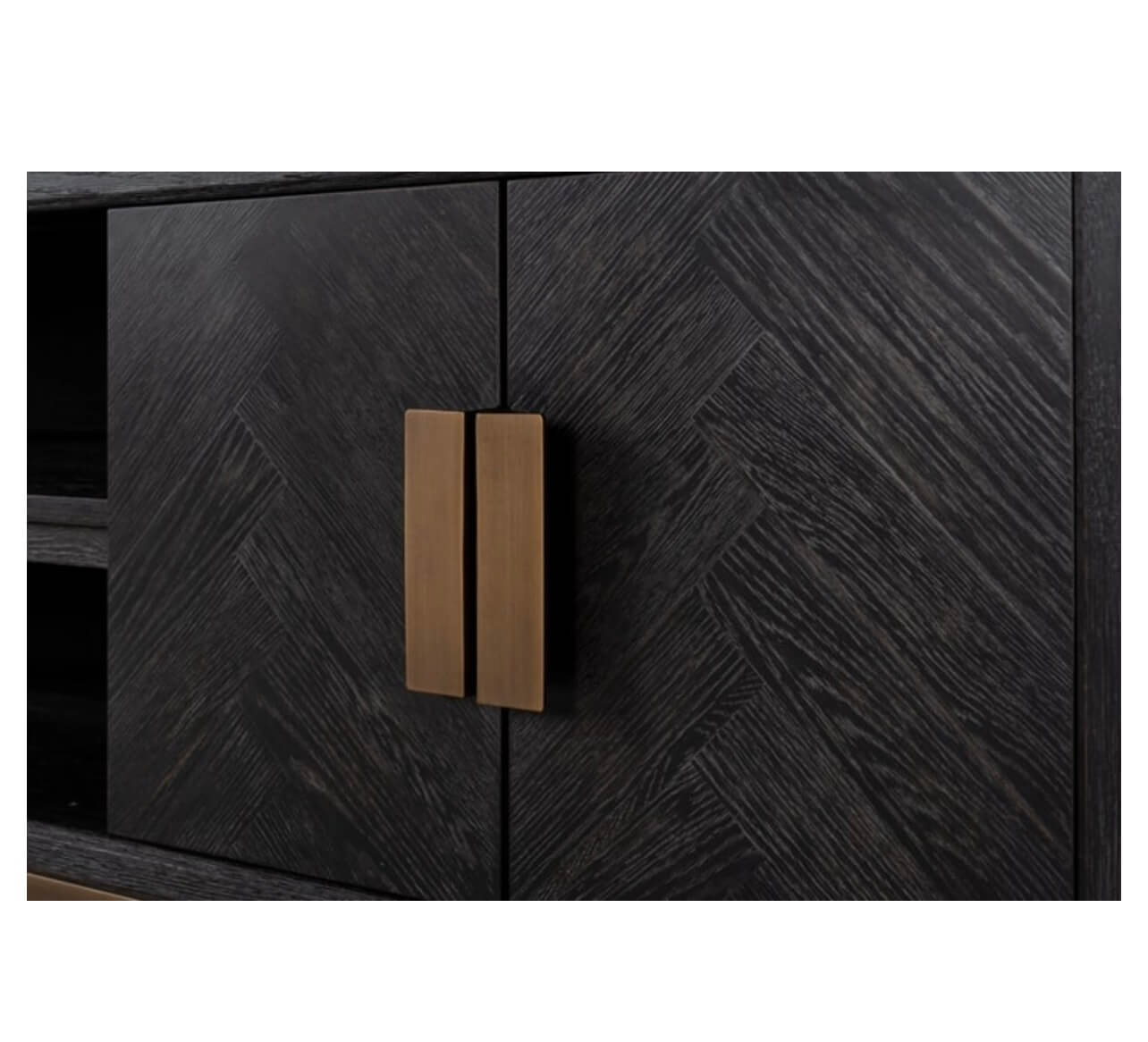 Black Herringbone Brass Media Unit