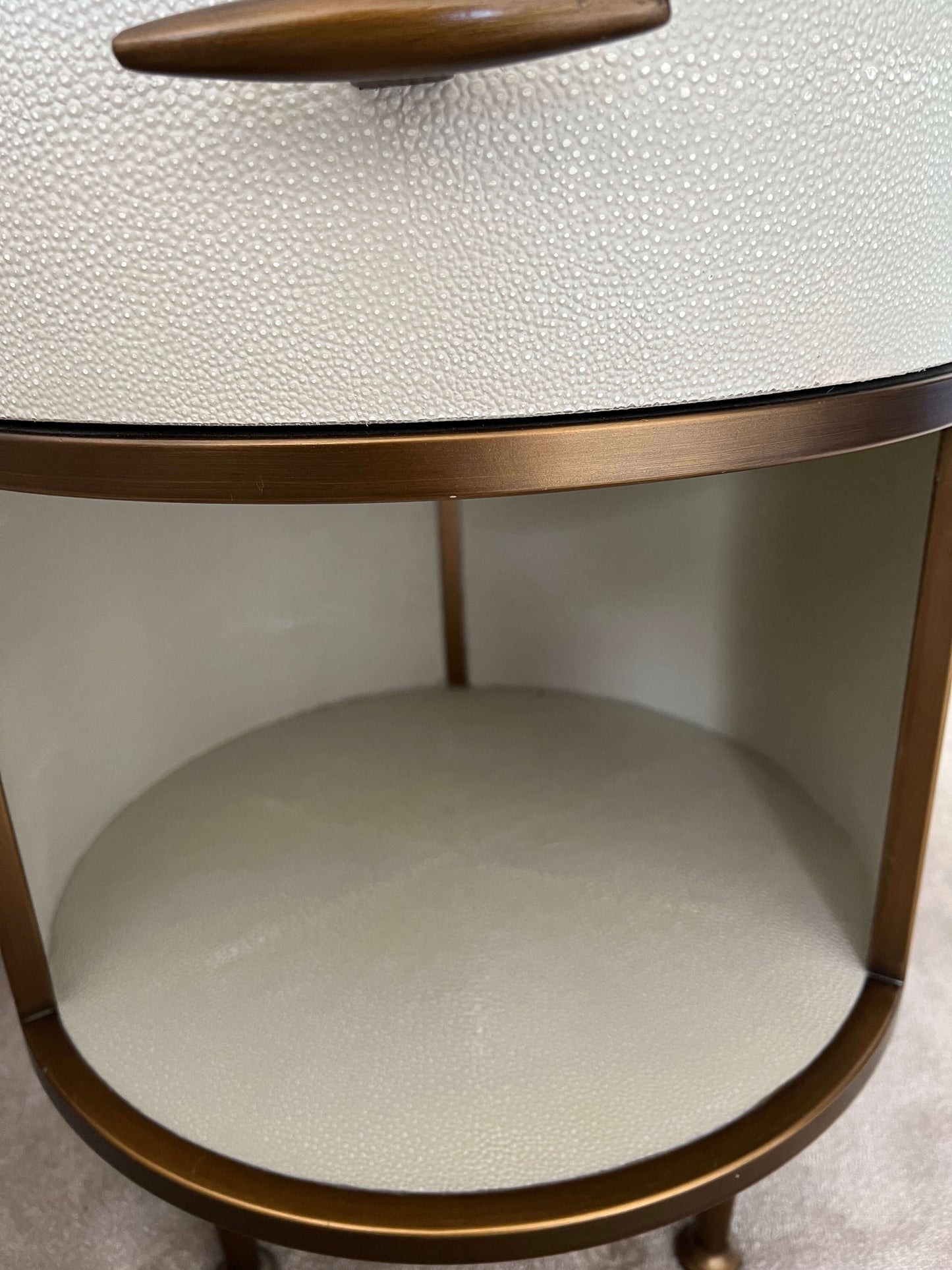 Bedside Table In Ivory Faux Shagreen