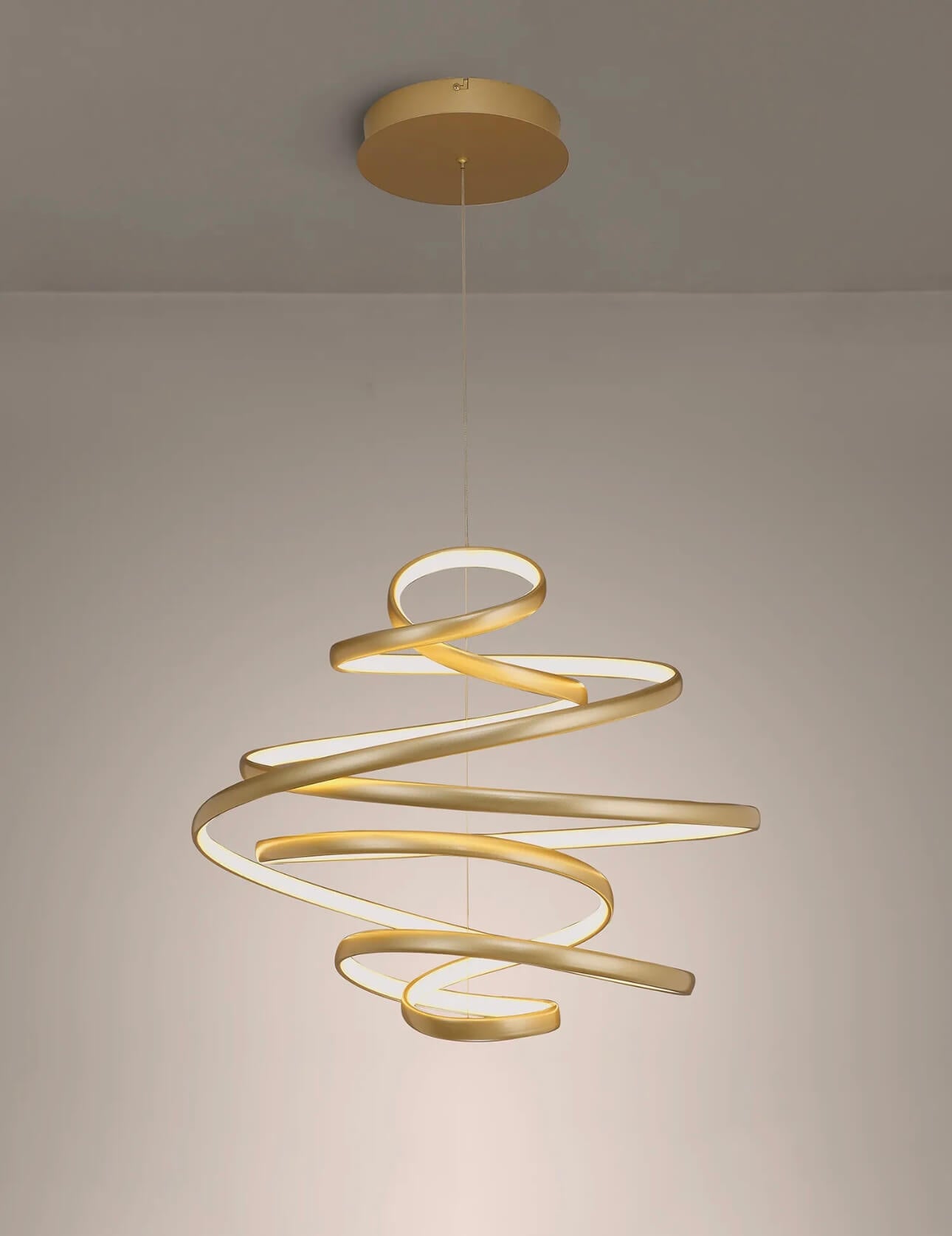 Champagne Gold Looped Spiral Pendant