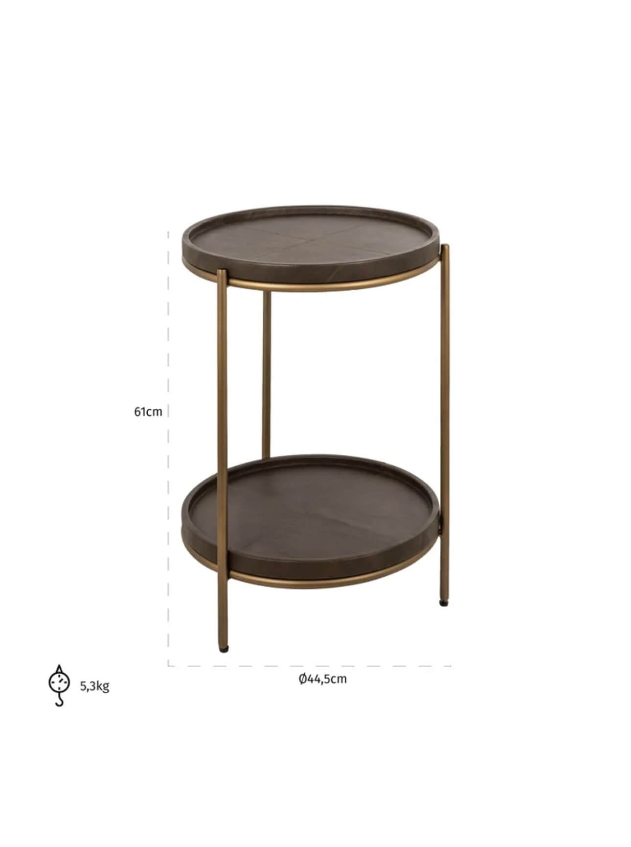 Luxe Brown Brass Side Table