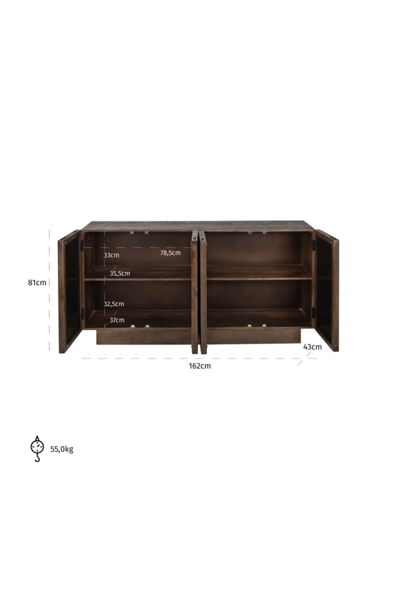 Rich Dark Brown Wood Sideboard