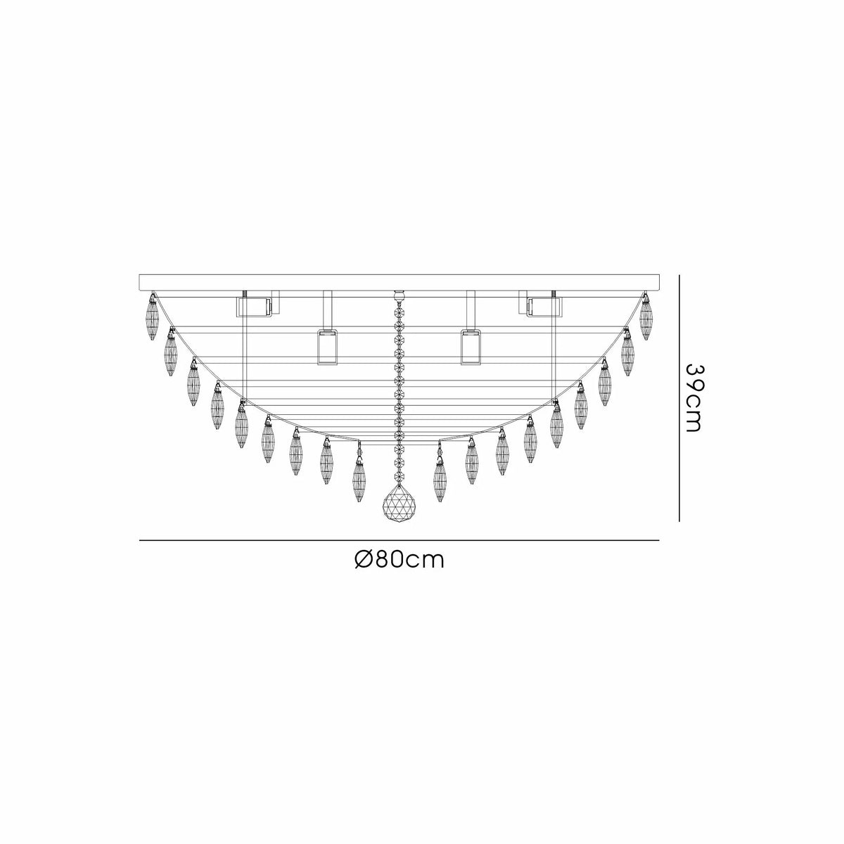 Orlune 80cm Flush Chandelier