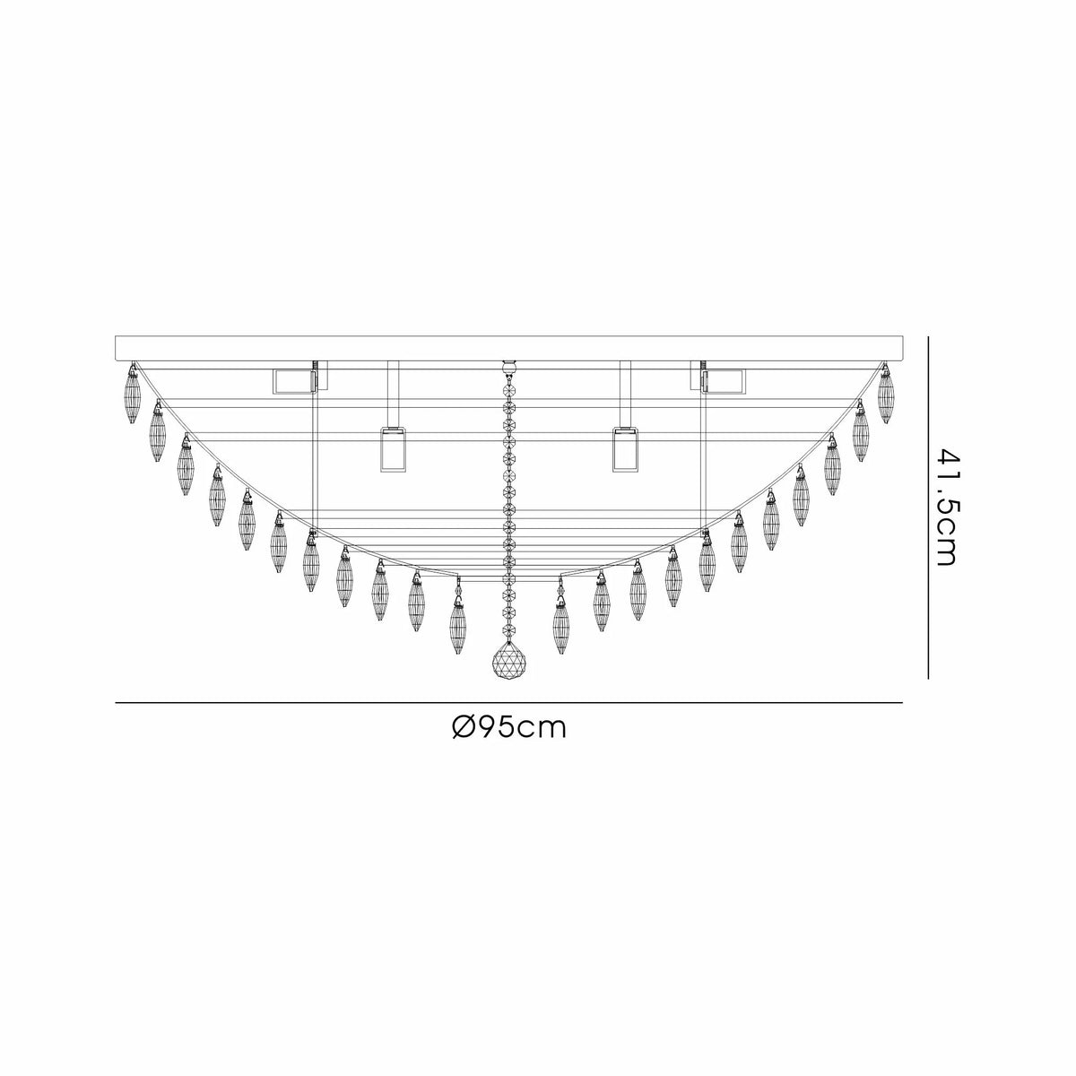 Orlune 95cm Flush Chandelier