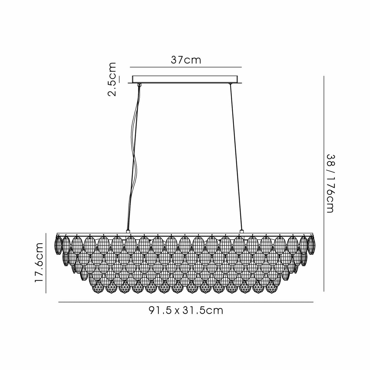Orlune 92cm Linear Chandelier