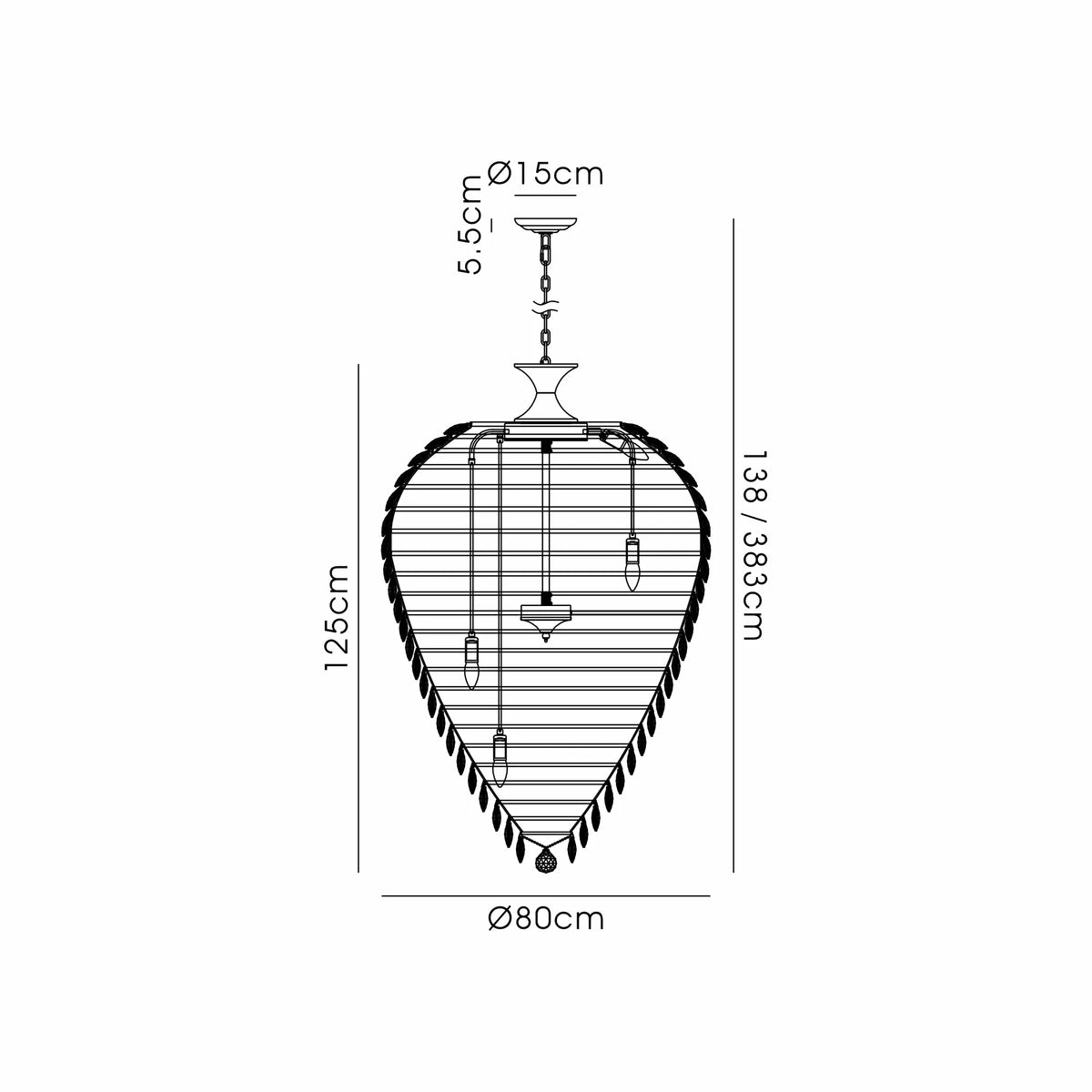Orlune 80cm Acorn Chandelier