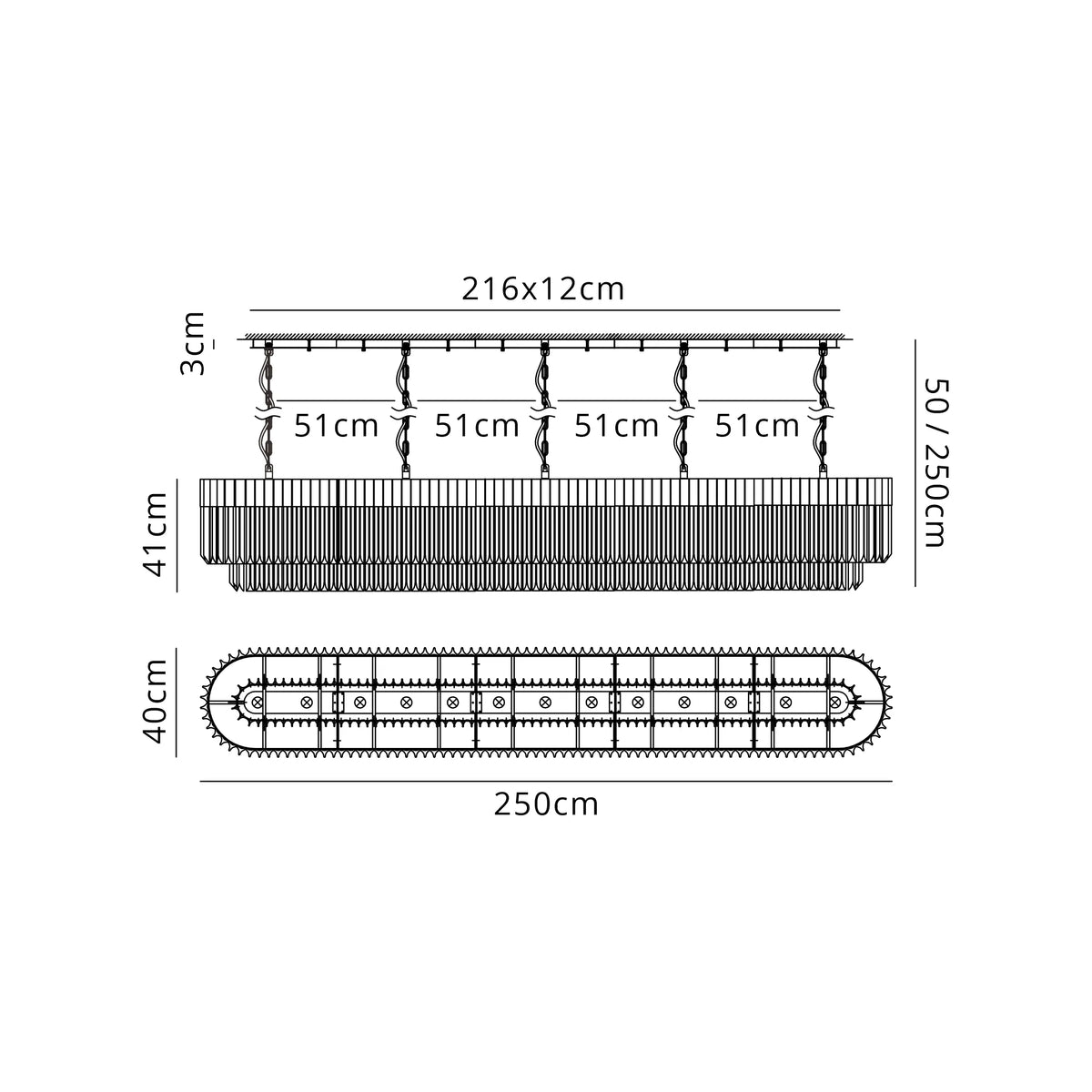 Chelsea 250cm Linear Chandelier