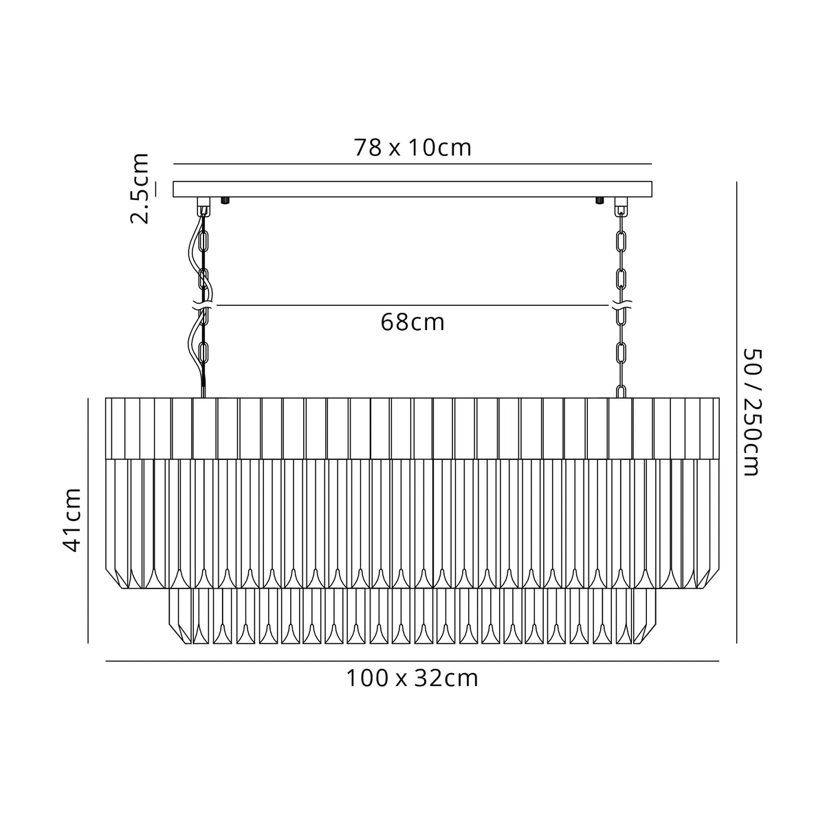 Chelsea 100cm Linear Chandelier