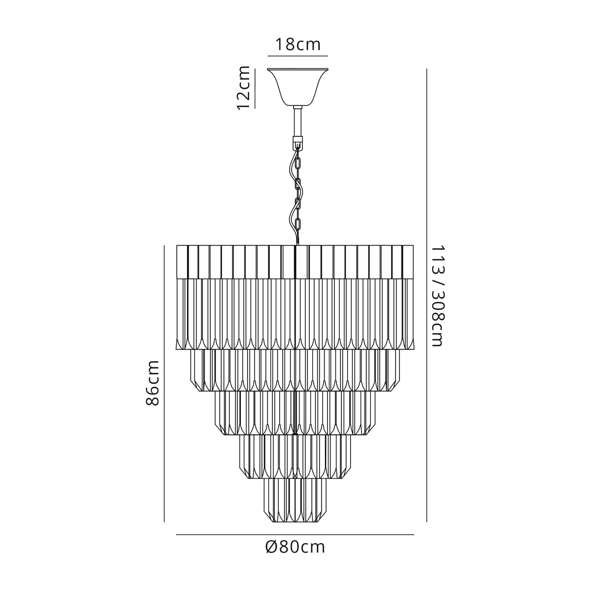 Chelsea 80cm 5 Tier Drop Chandelier