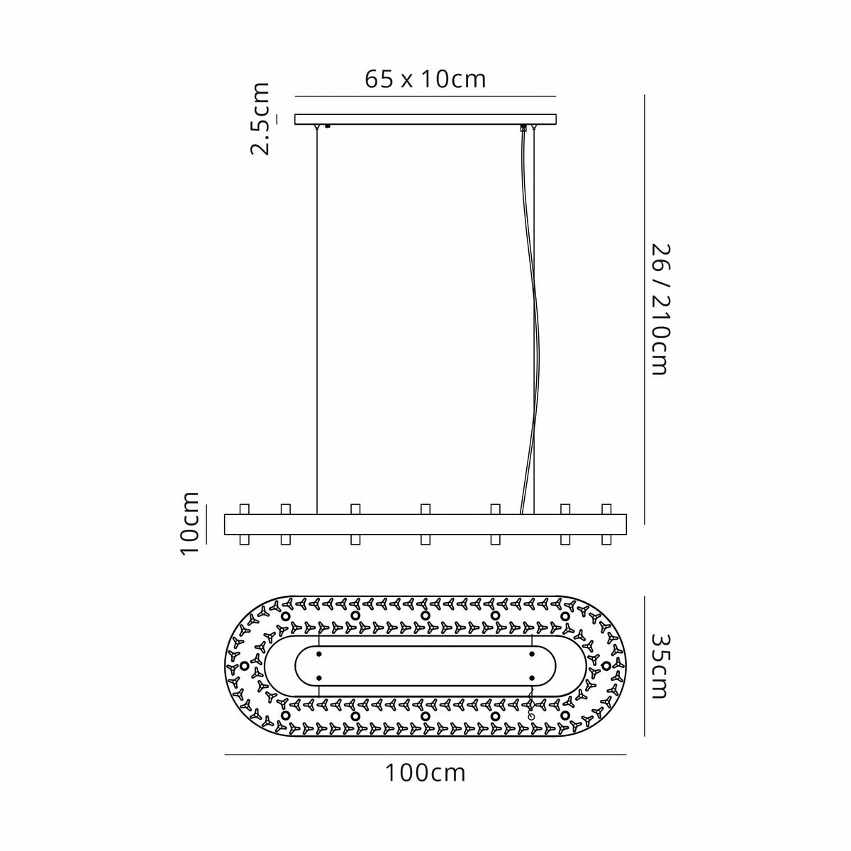 Bond Street 100cm Oblong Chandelier